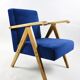 Fauteuils en velours bleu 1970