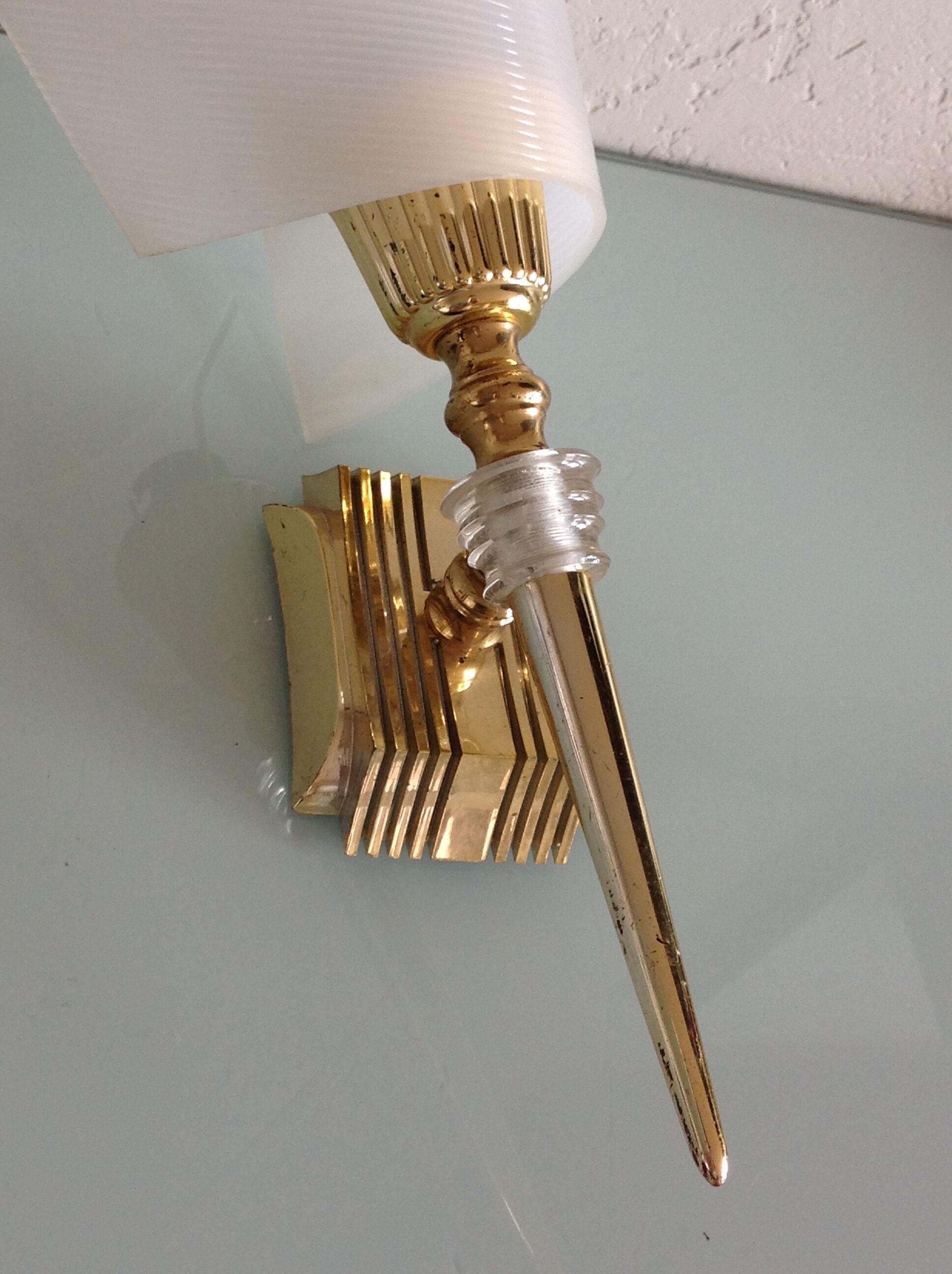 White / vintage perspex wall lamp 50s-60s