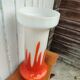 Vase opaline verre orange et blanc vintage