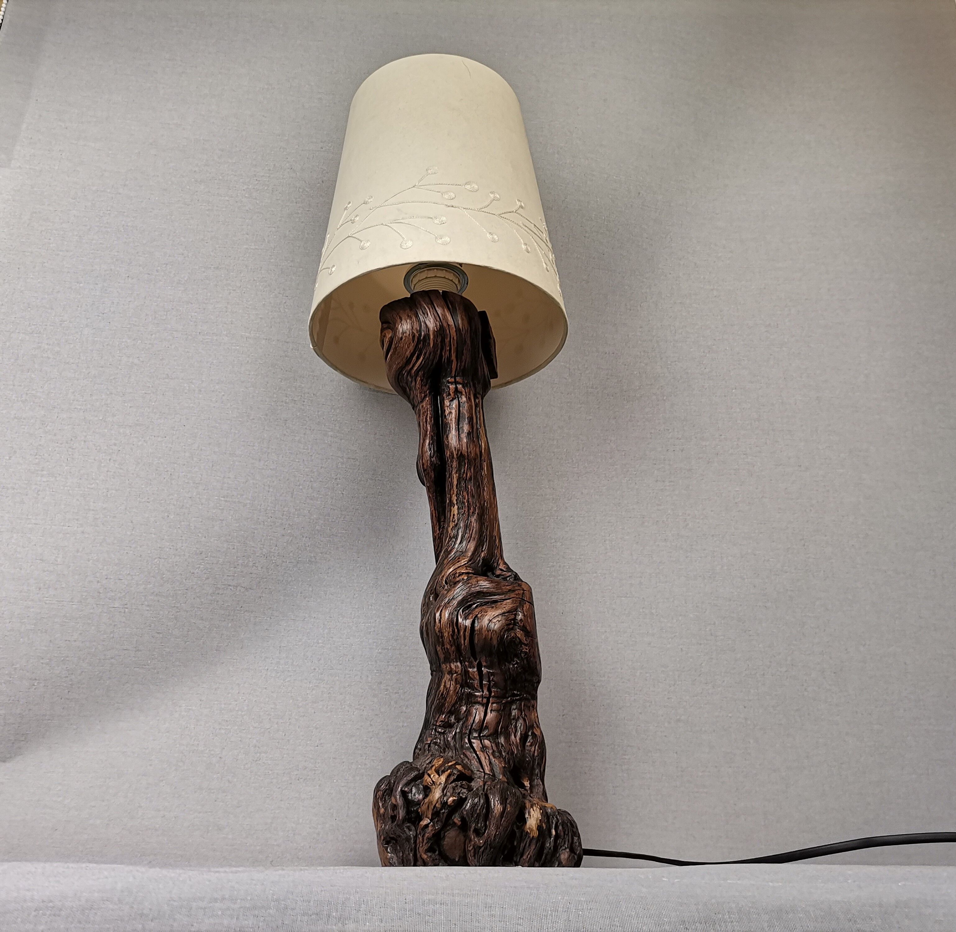 Portuguese handmade vine wood table lamp