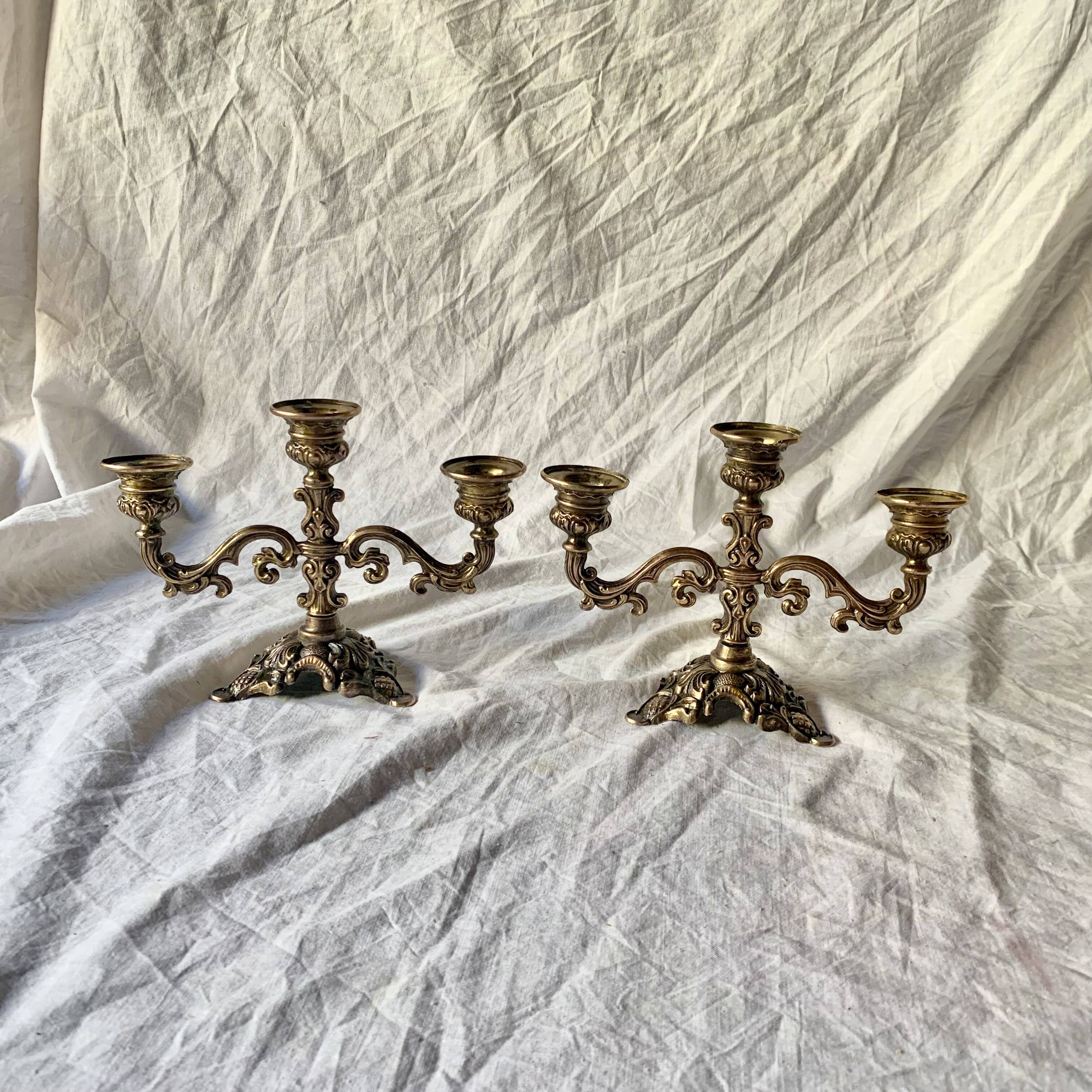 Pair of vintage brass candlesticks - Made in Italy