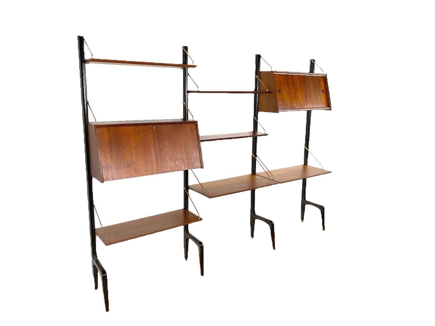Vintage wall unit with two desks by Louis van Teeffelen for Wébé, 1950s