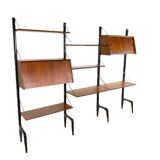 Vintage wall unit with two desks by Louis van Teeffelen for Wébé, 1950s