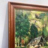 Old paysgae painting oil on canvas assembly