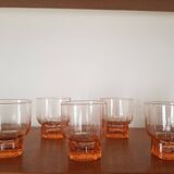 Set of 5 molded pink water glasses