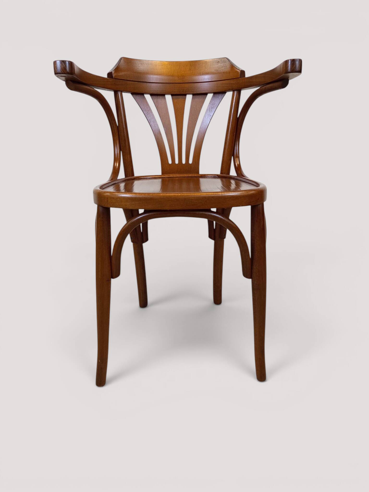 Fauteuil de bureau bistrot en hêtre courbé, style Thonet, circa 1960