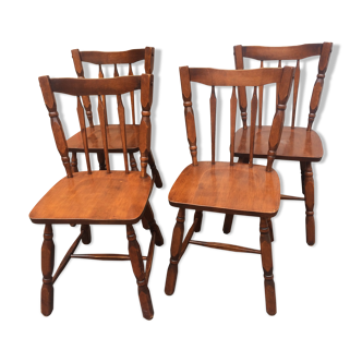 4 chaises en bois massif, 1950