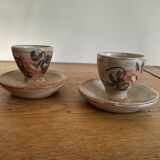 2 egg cups with saucers - Vallauris Mello Frères