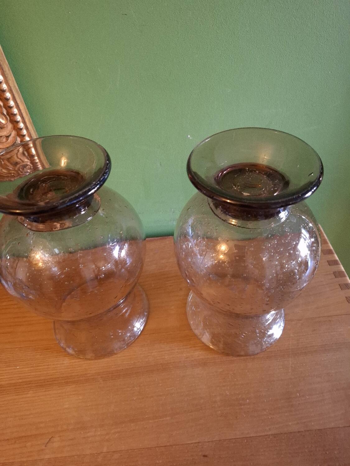 Two blown glass tealight vases
