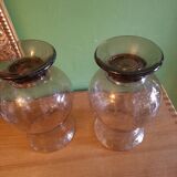 Two blown glass tealight vases