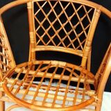 Ensemble de deux fauteuils vintage rotin déco bohème