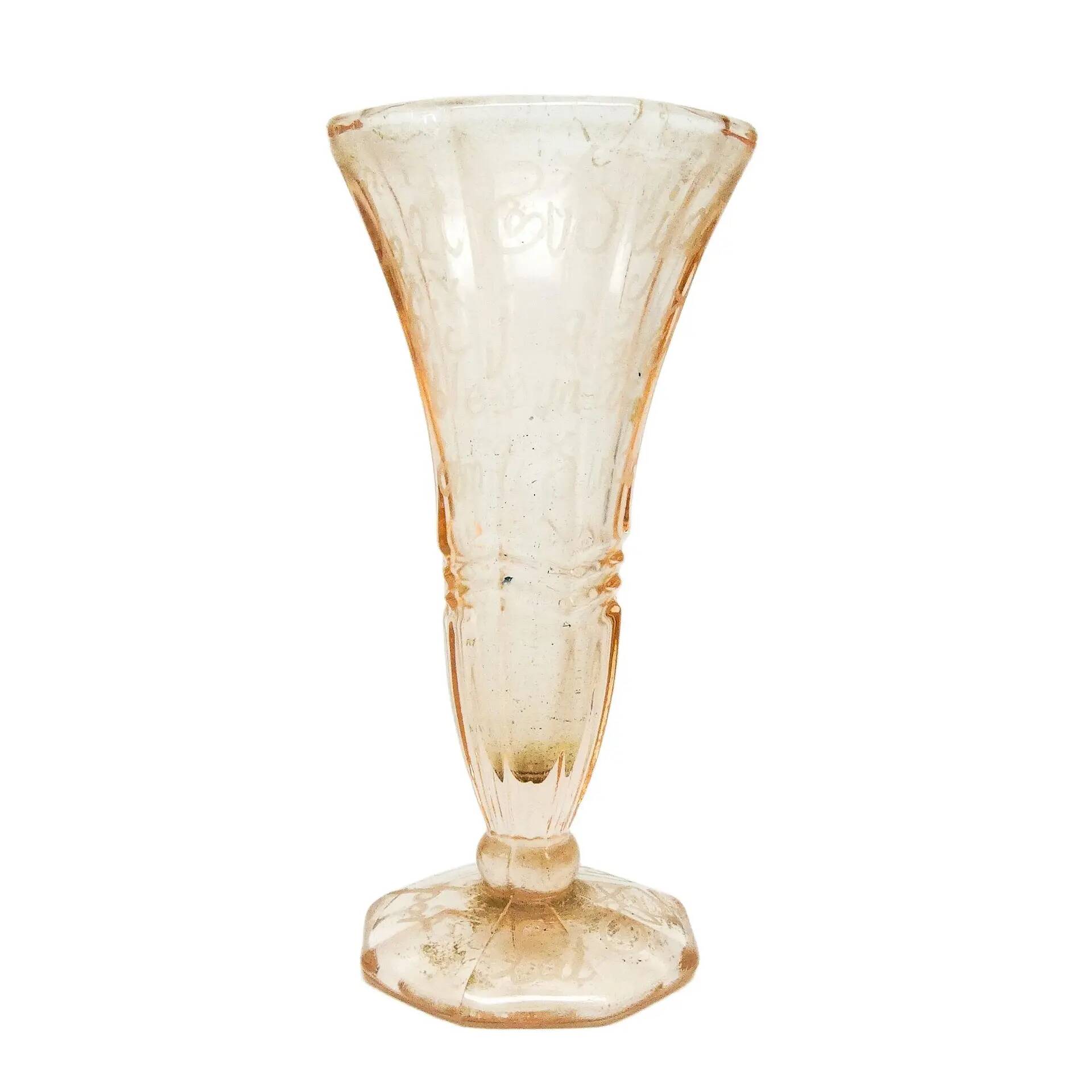 Art Deco vase, pressed rosé glass, Sweden, 1960s