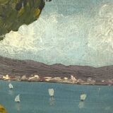 Oil circa 1900, wooden frame and glass