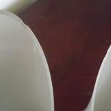 French vintage 6 arm brown & silver toleware chandelier opaque glass shades 3861