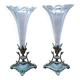 Pair of cornucopia vases in bronze and crystal, 19th century.
