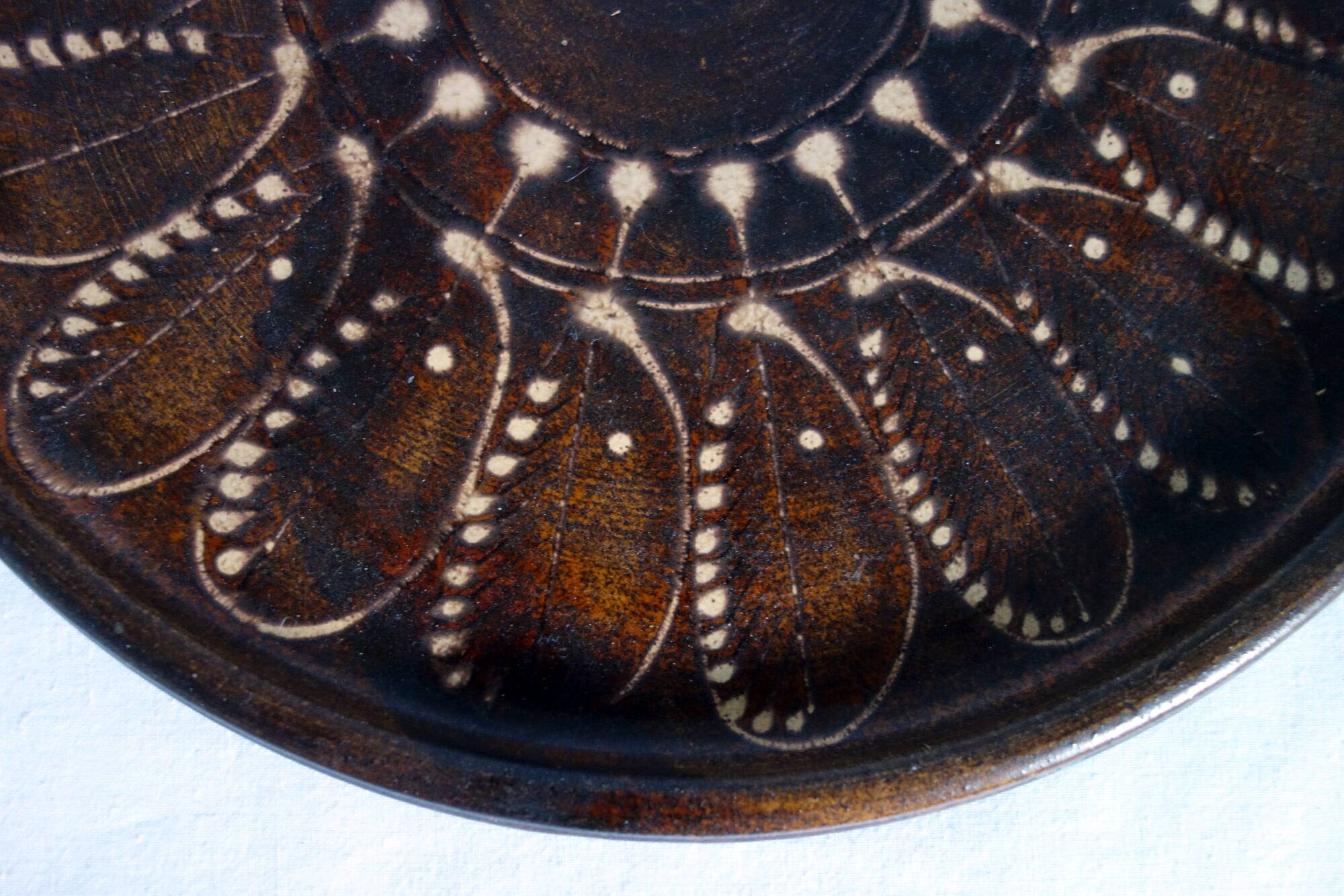 Large vintage platter in glazed pottery