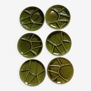 6 green compartmentalized plates Nidervillers