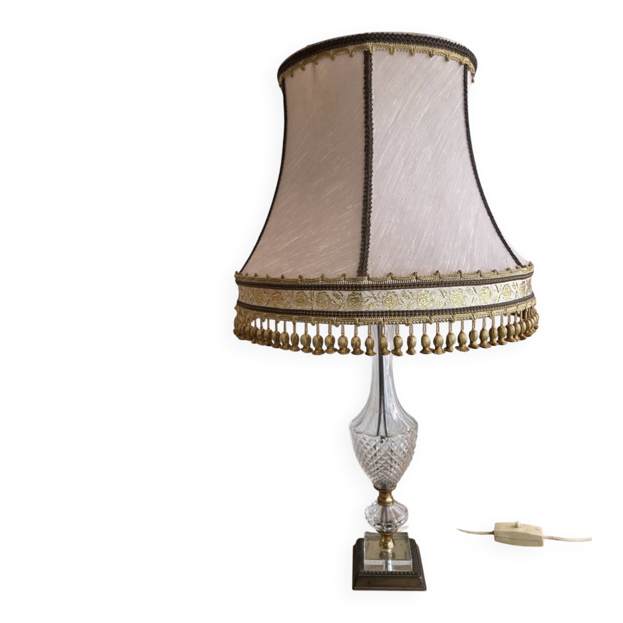 Lampe a poser ancienne en laiton et verre