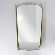 Mid-century illuminated wall mirror by Ernest Igl with brass crown, by Hillebrand.
