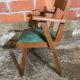 Vintage Bridge Chair with Compass Legs & Green Vinyl Upholstery, 1960s #D