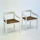 Set of two Carimate chairs by Vico Magistretti in white