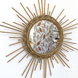 Vintage rattan sun mirror 1960 60cm