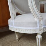 Swedish gustavian sofa white pastel and linen, 19th century