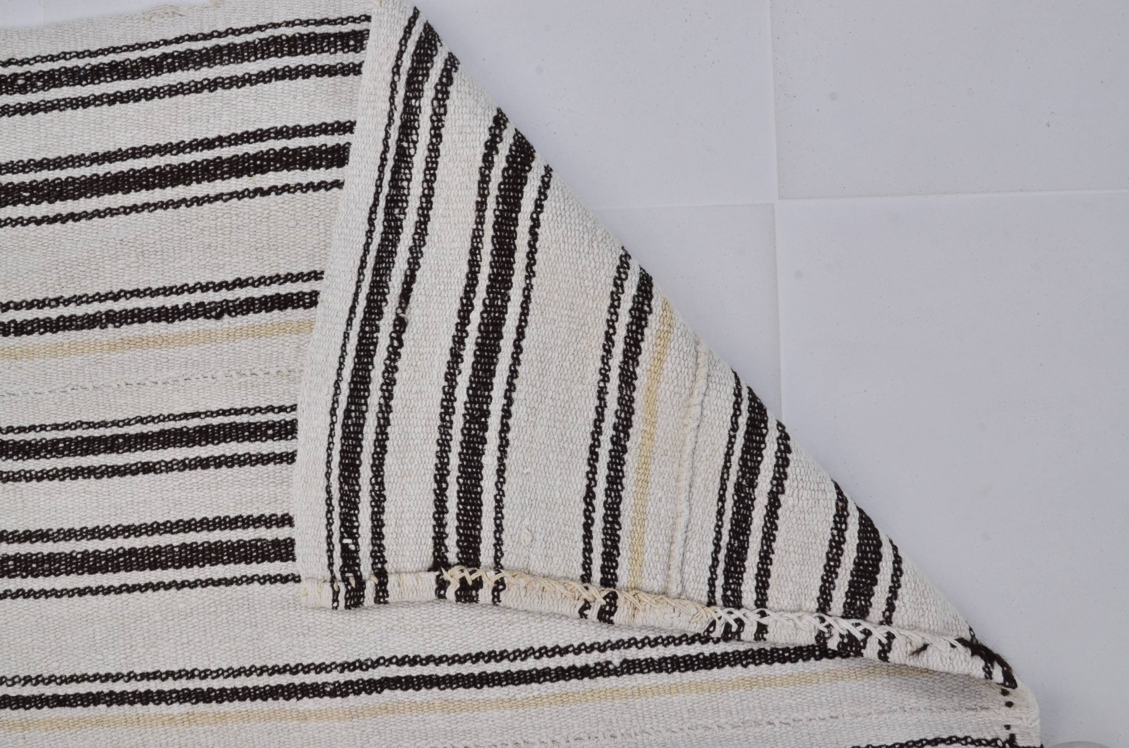 Turkish Handwoven Stripe Hemp Kilim sku 3654