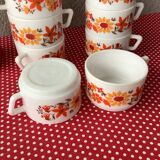 Tasses arcopal "flore" marguerite et tournesol seventies