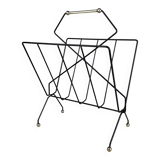 Magazine holders design black metal and brass 50s