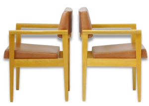 Paire de fauteuils 1950 - skai marron