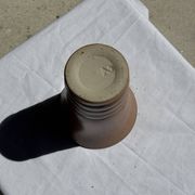 Vintage ceramic vase in glazed brown-orange with stripes H21.5 D19
