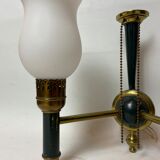 Wall wall light in gilded brass and white opalines
