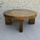 Brutalist coffee table in solid wood and stoneware tiles, circa 1960.