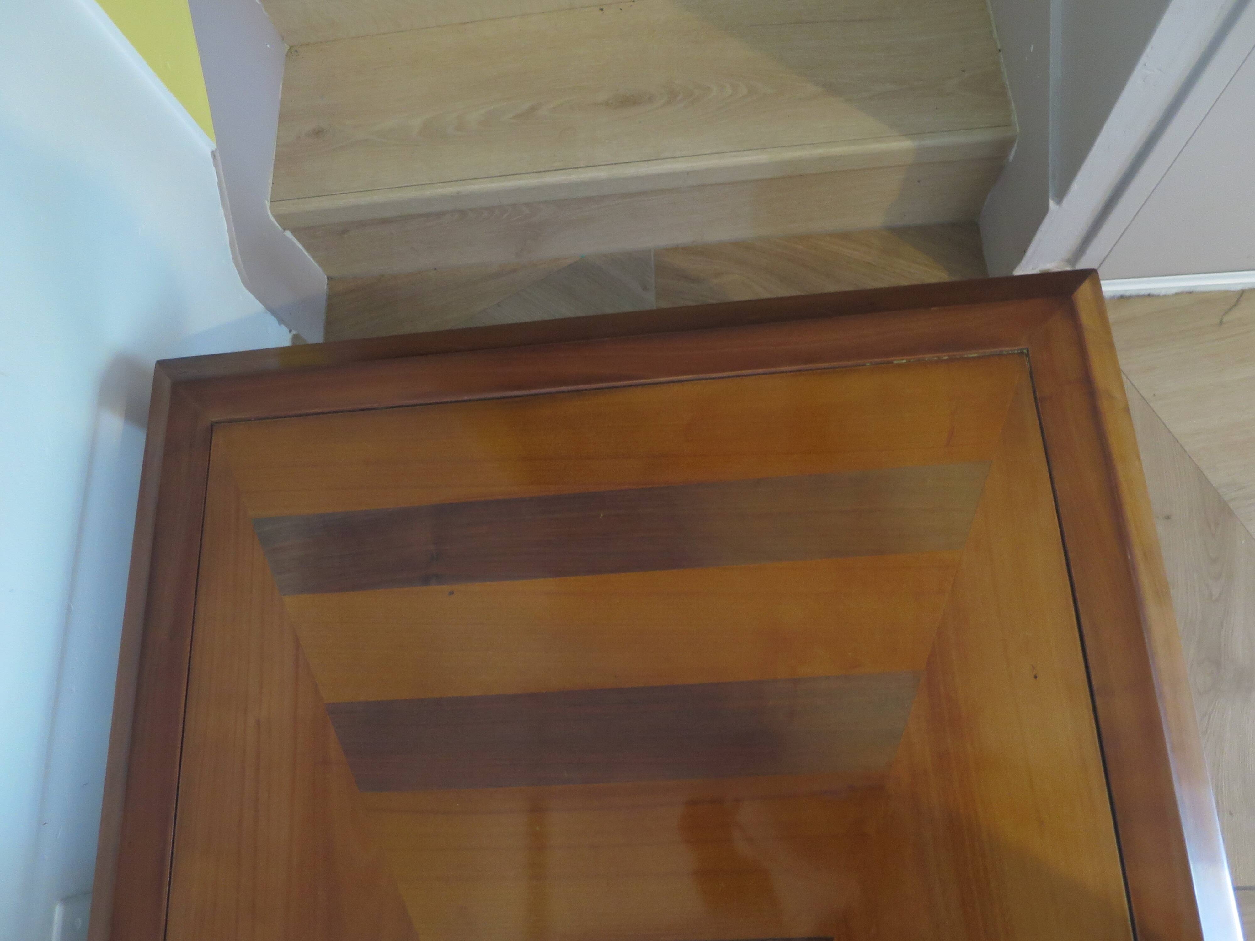 Large coffee table - cherry finish - solid wood - butterfly motifs