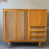 Vintage wicker high sideboard