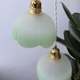 Vintage green and white flower pendant light - 2 copies available