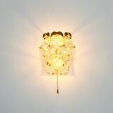 Faceted Crystal Glass & Gilded Brass Wall Light from Kinkeldey, Germany, 1970s