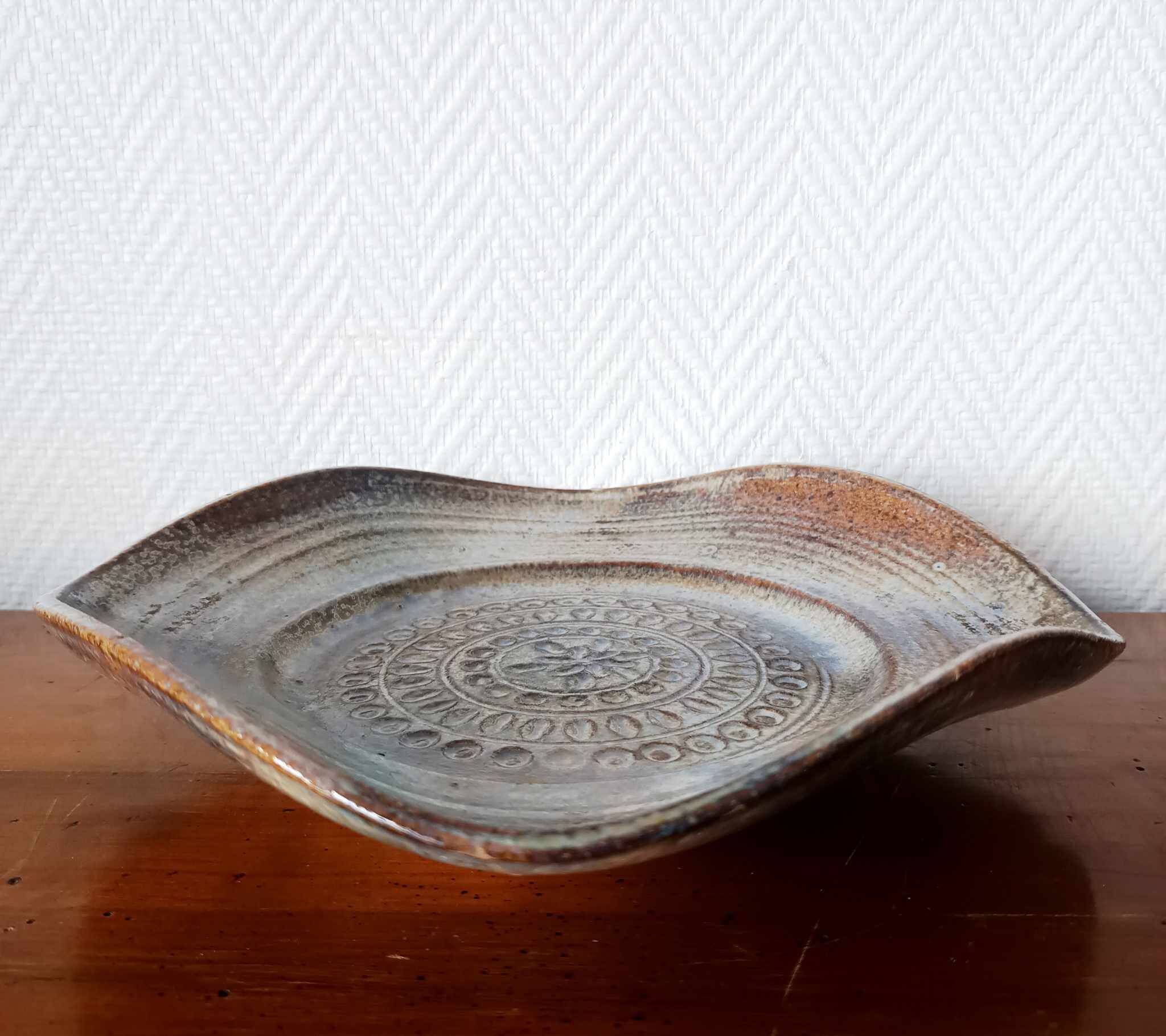 Brutalist stoneware cup 1970 signed Ferrières