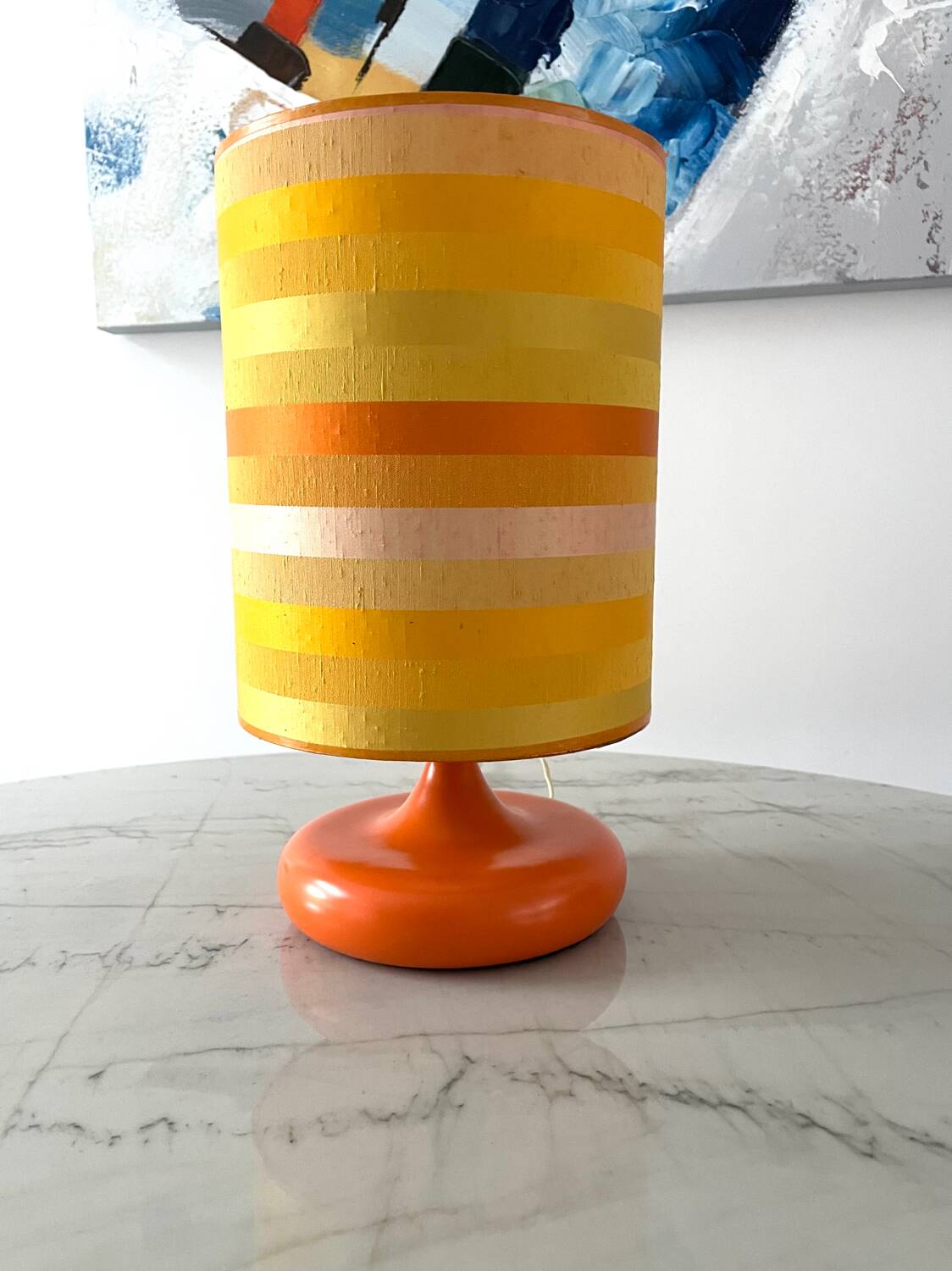 Vintage orange ceramic table lamp 1970
