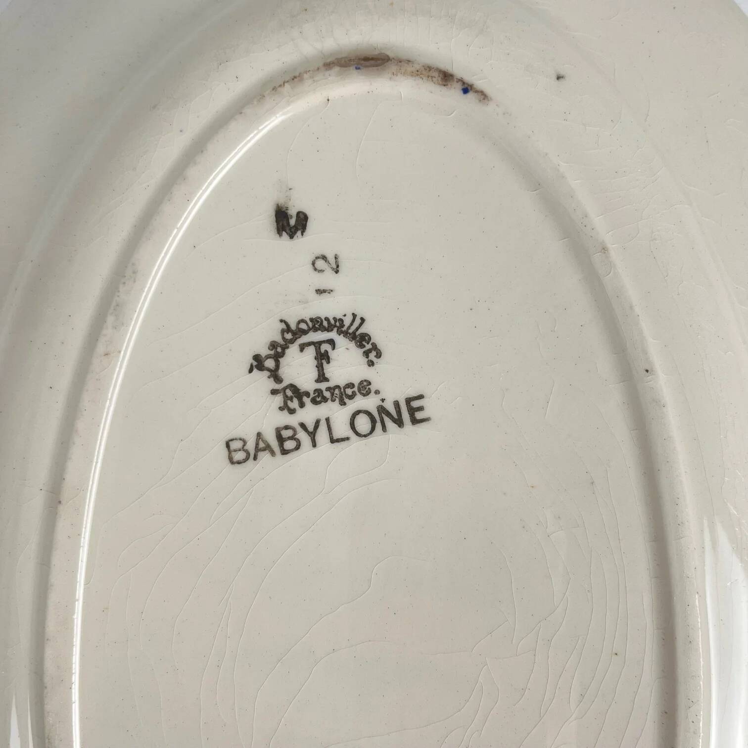 Antique oval plate "Babylon", Badonviller, 1900