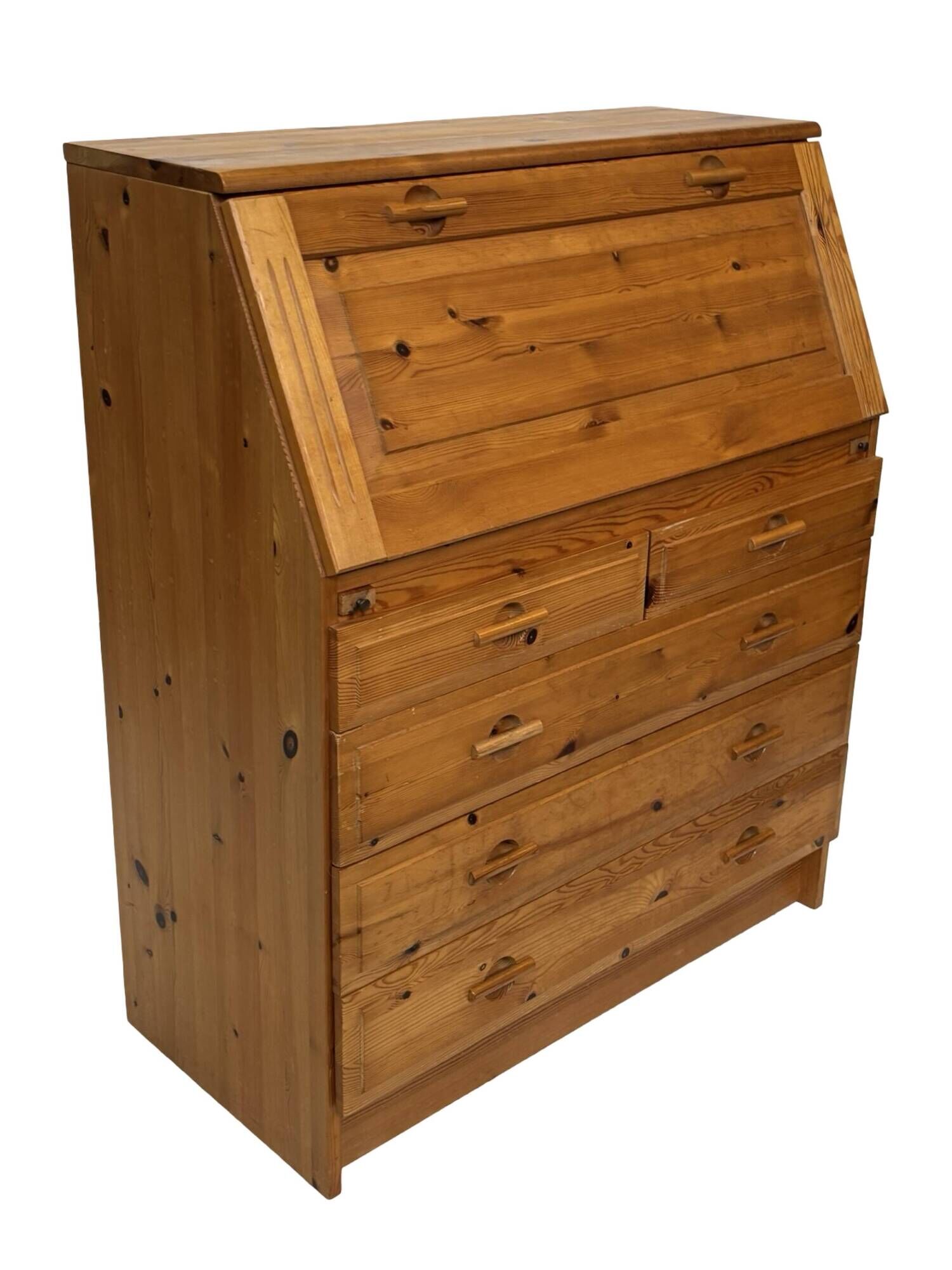 Vintage pine secretaire workstation desk, 1980s design