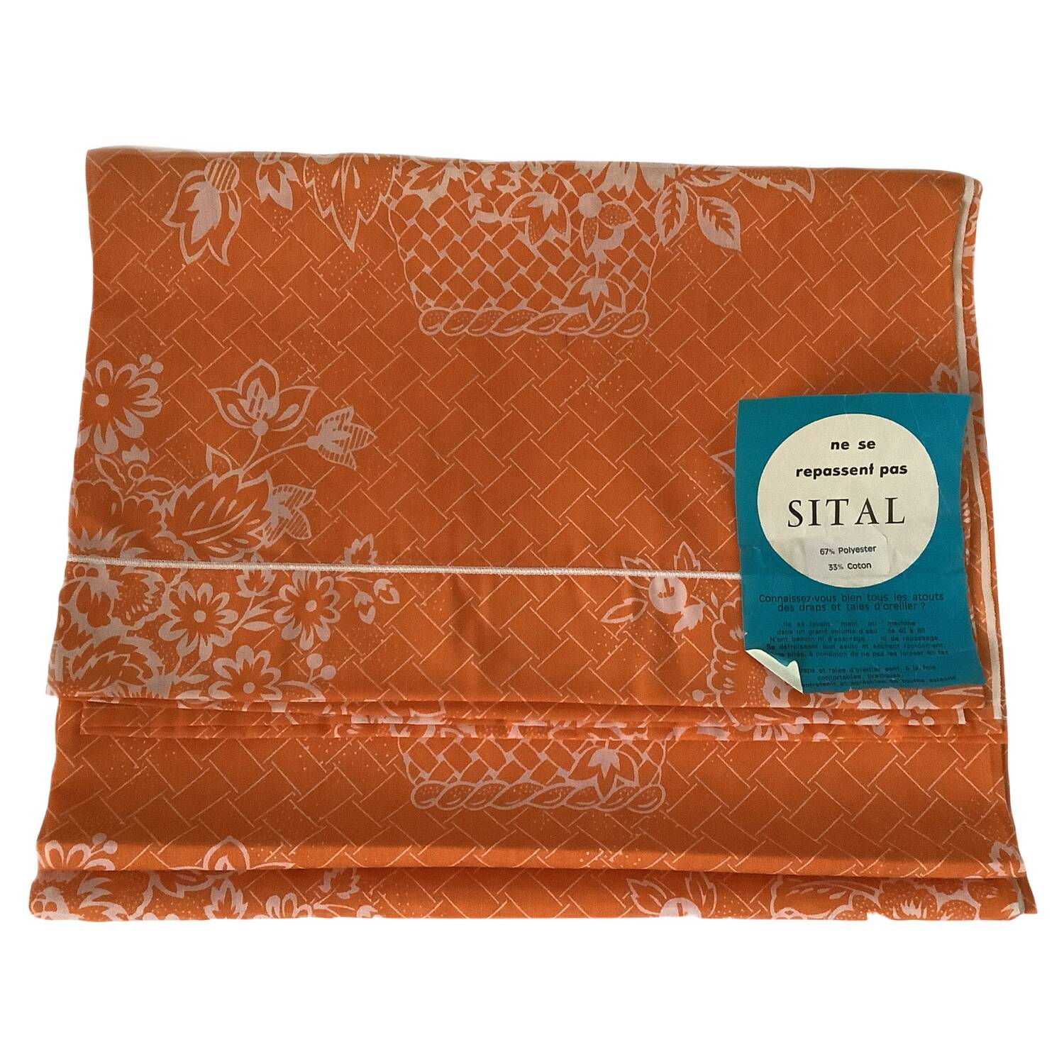 Vintage Sital single bed set in orange and white fabric