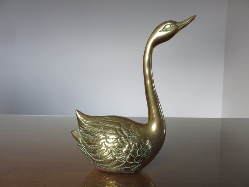 Golden brass swan 70s