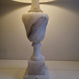 Onyx lamp and pleated lampshade