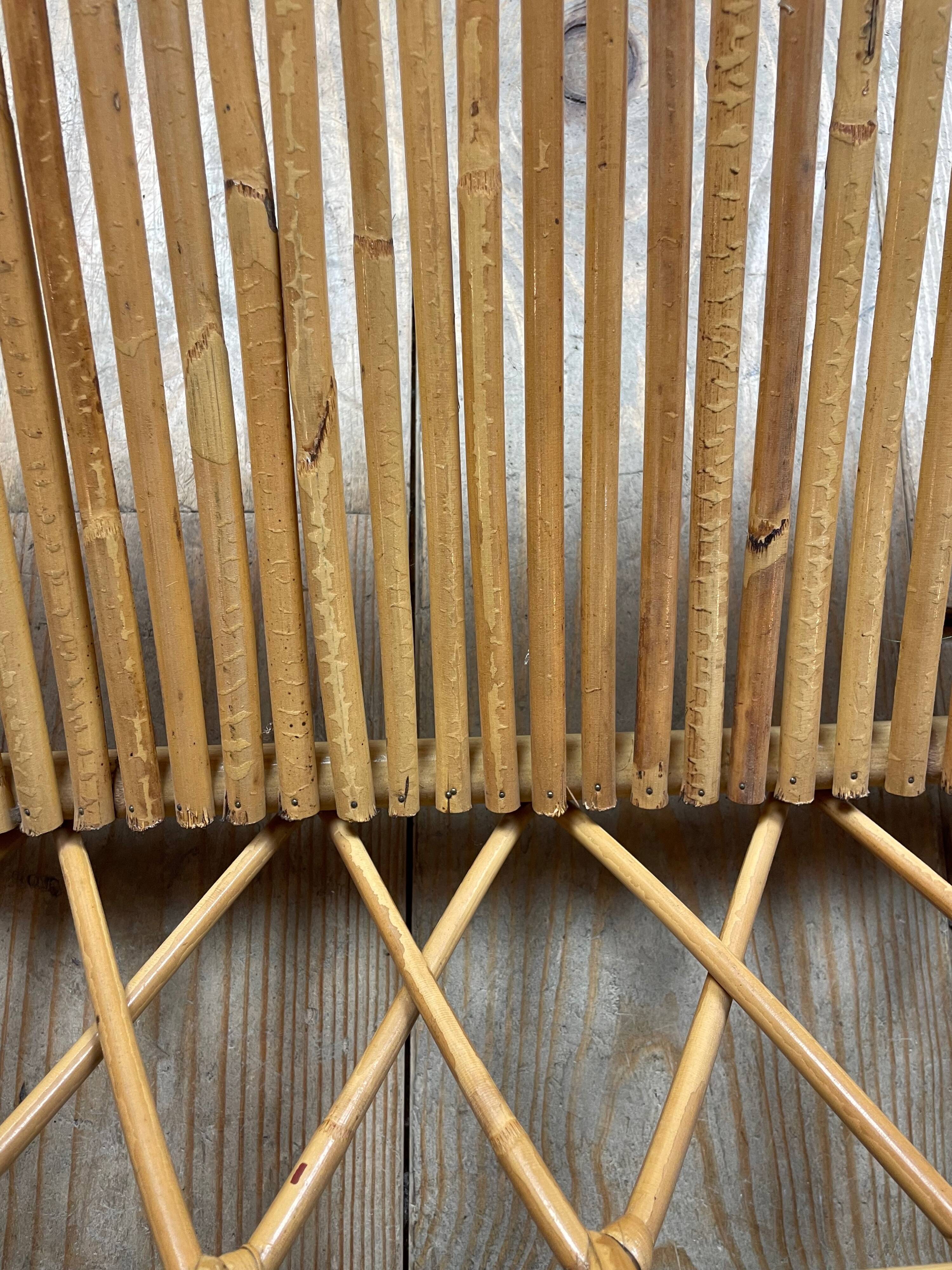 Rattan and glass end table 1960s