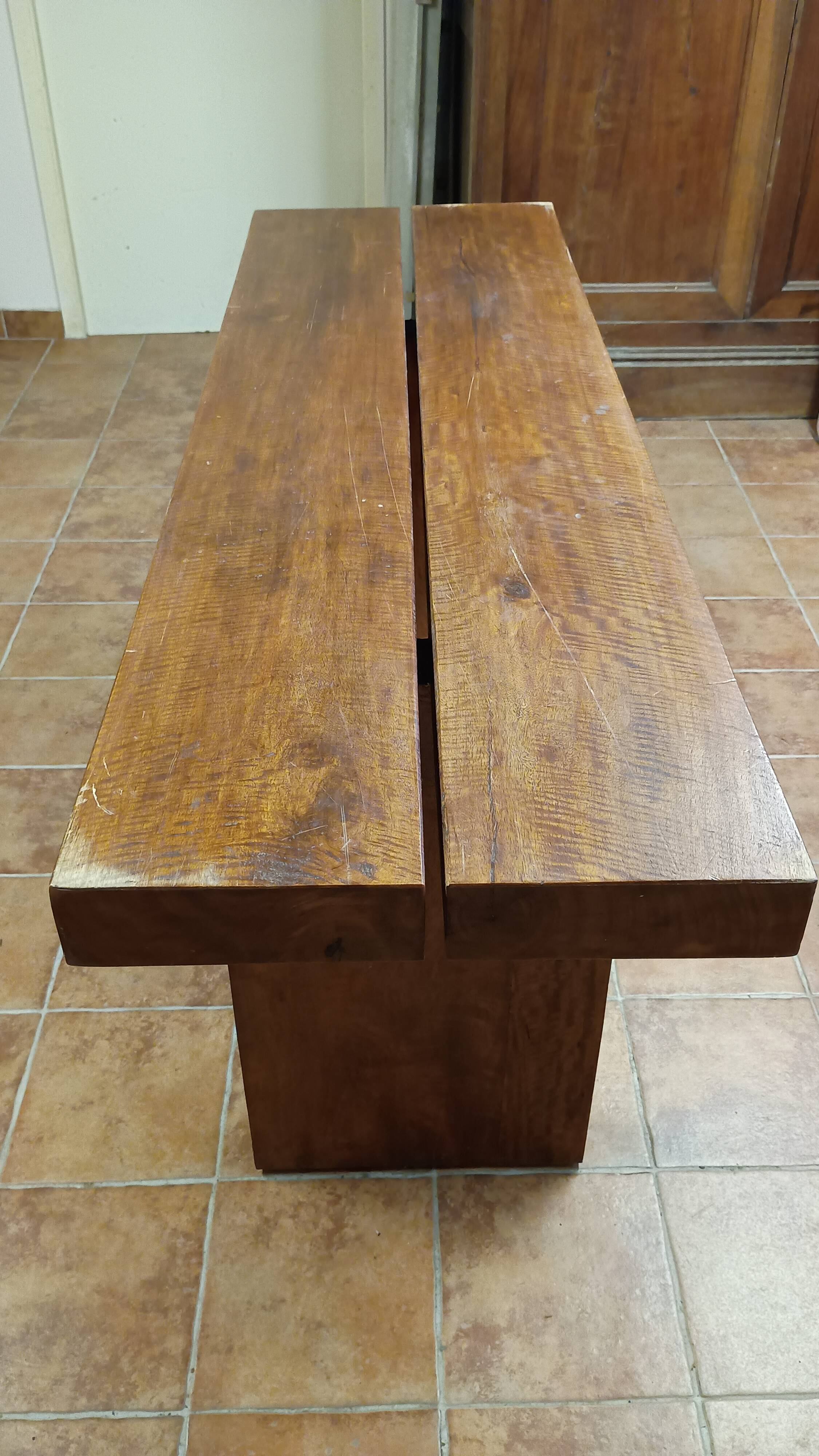 Brutalist console made of solid wood