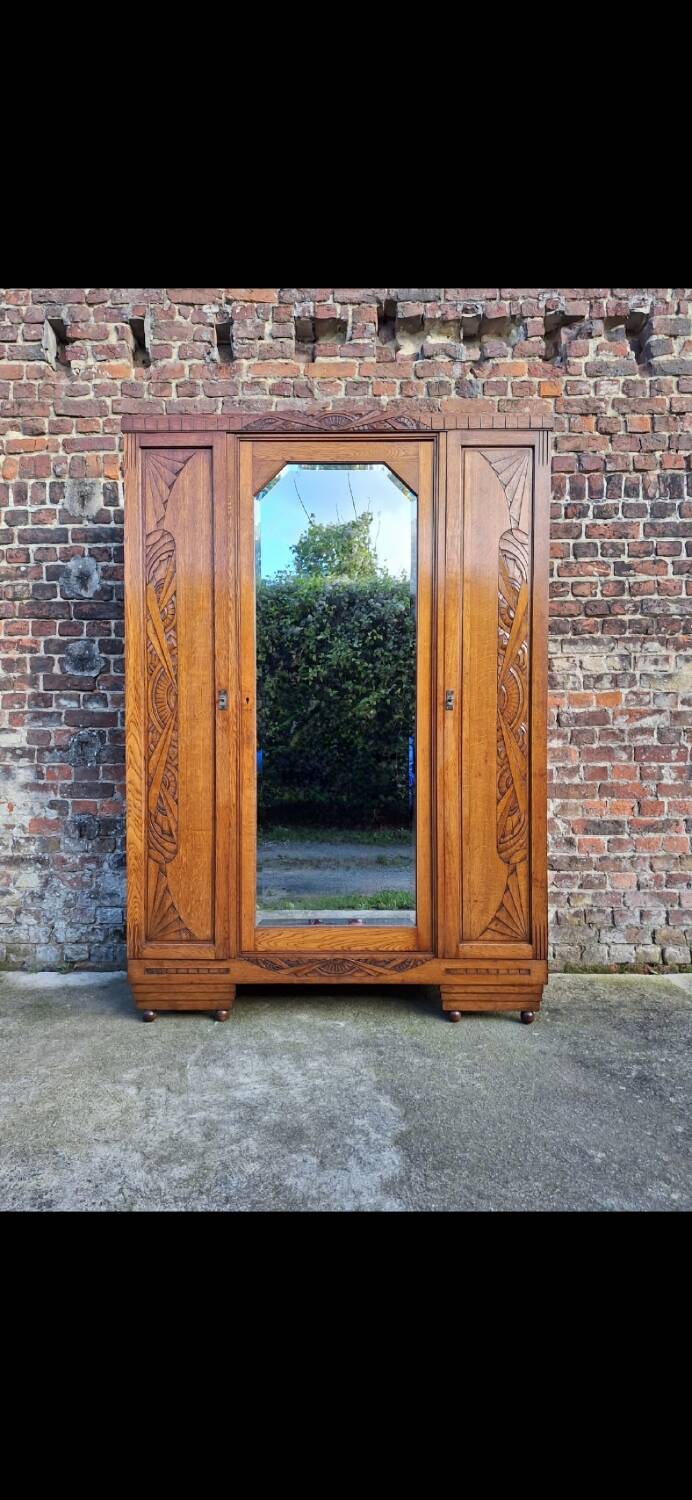 Art deco shelving unit, vintage old cabinet