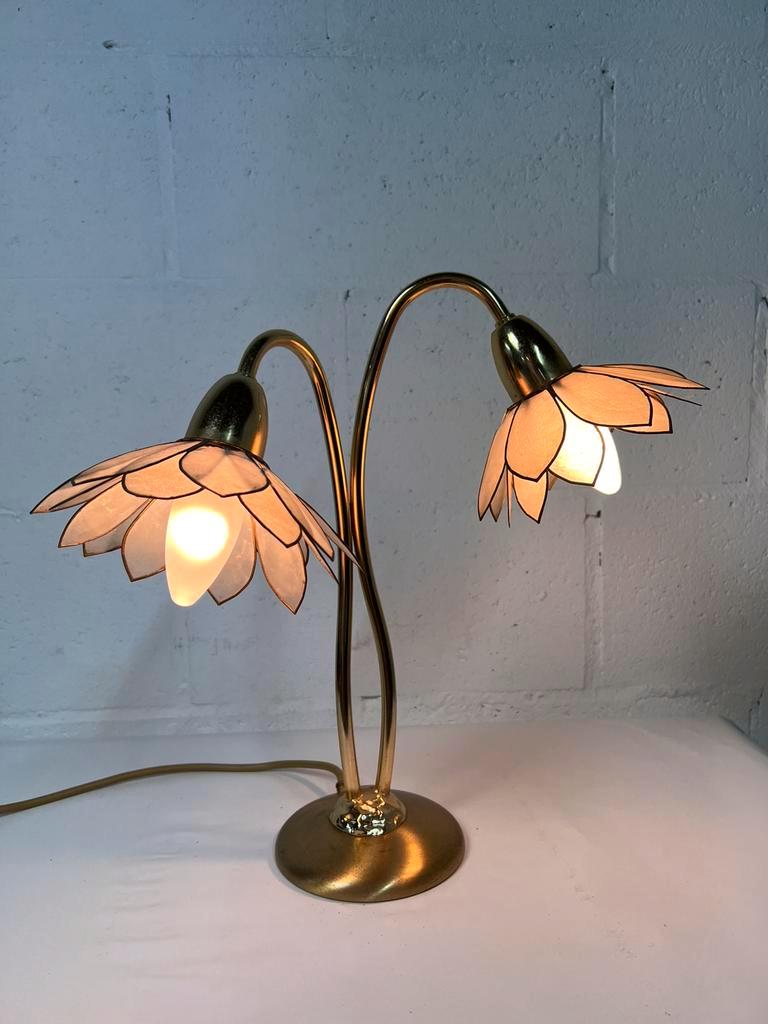 Vintage double flower table lamp golden
