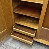 2 Door Wardrobe - Oak and Rattan - Compass Feet - Vintage 50/60's